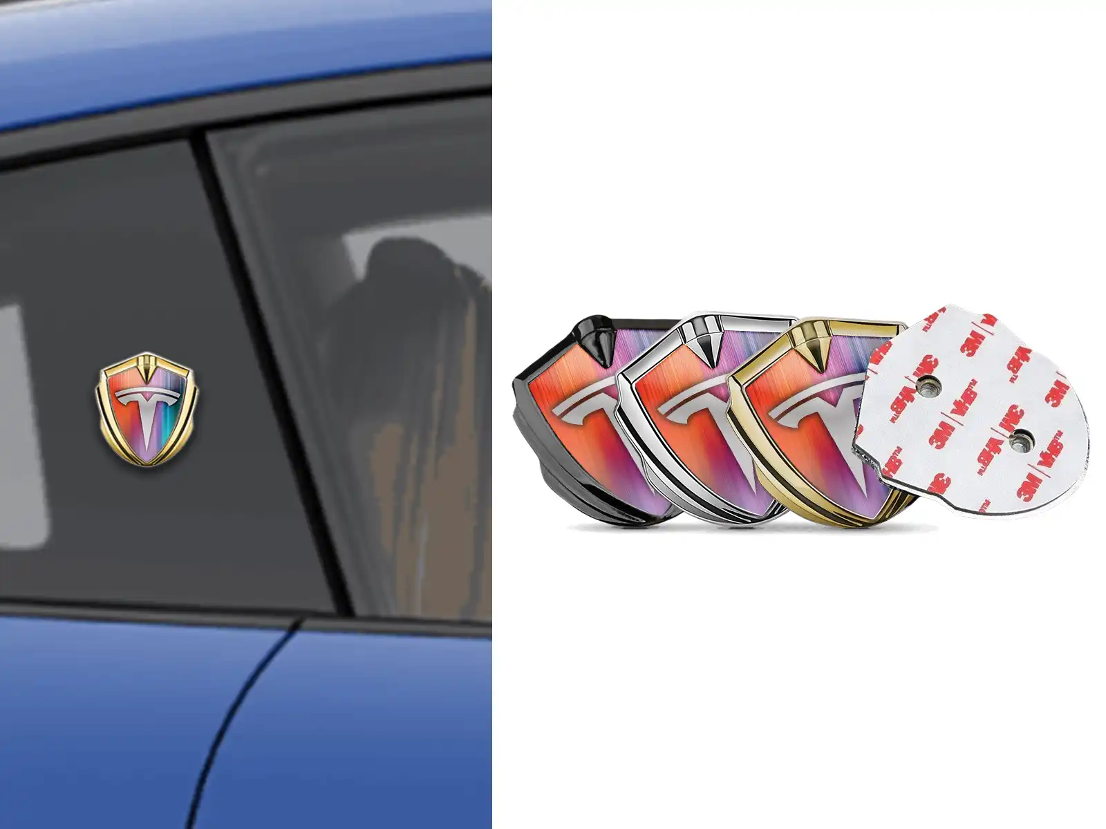 Tesla Badge Self Adhesive Modern Look Sturdy Build